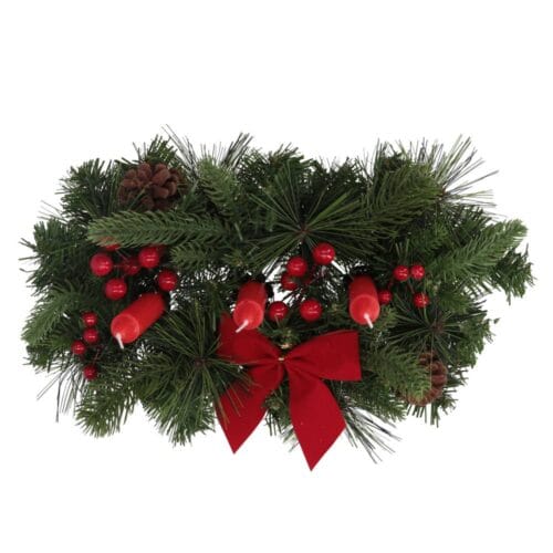 Centrotavola natalizio con pino e 3 candele rosse ø40,5 cm - immagine 2