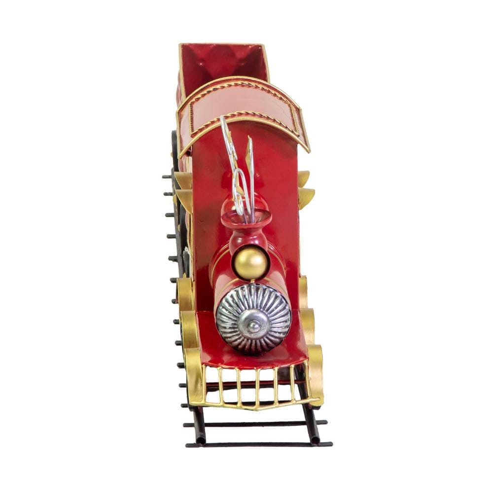 Trenino decorativo natalizio rosso in metallo L 85 cm - immagine 5