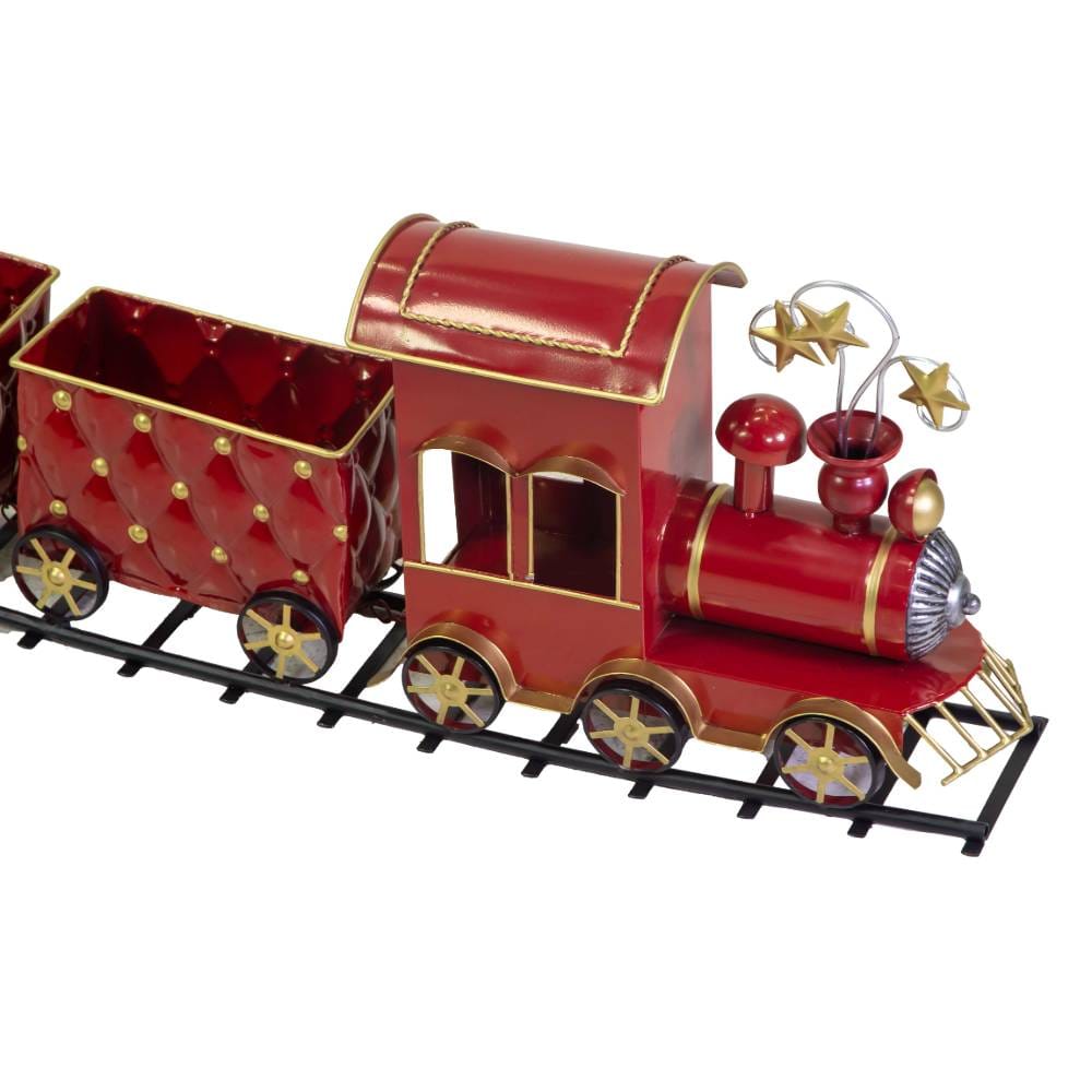 Trenino decorativo natalizio rosso in metallo L 85 cm - immagine 4