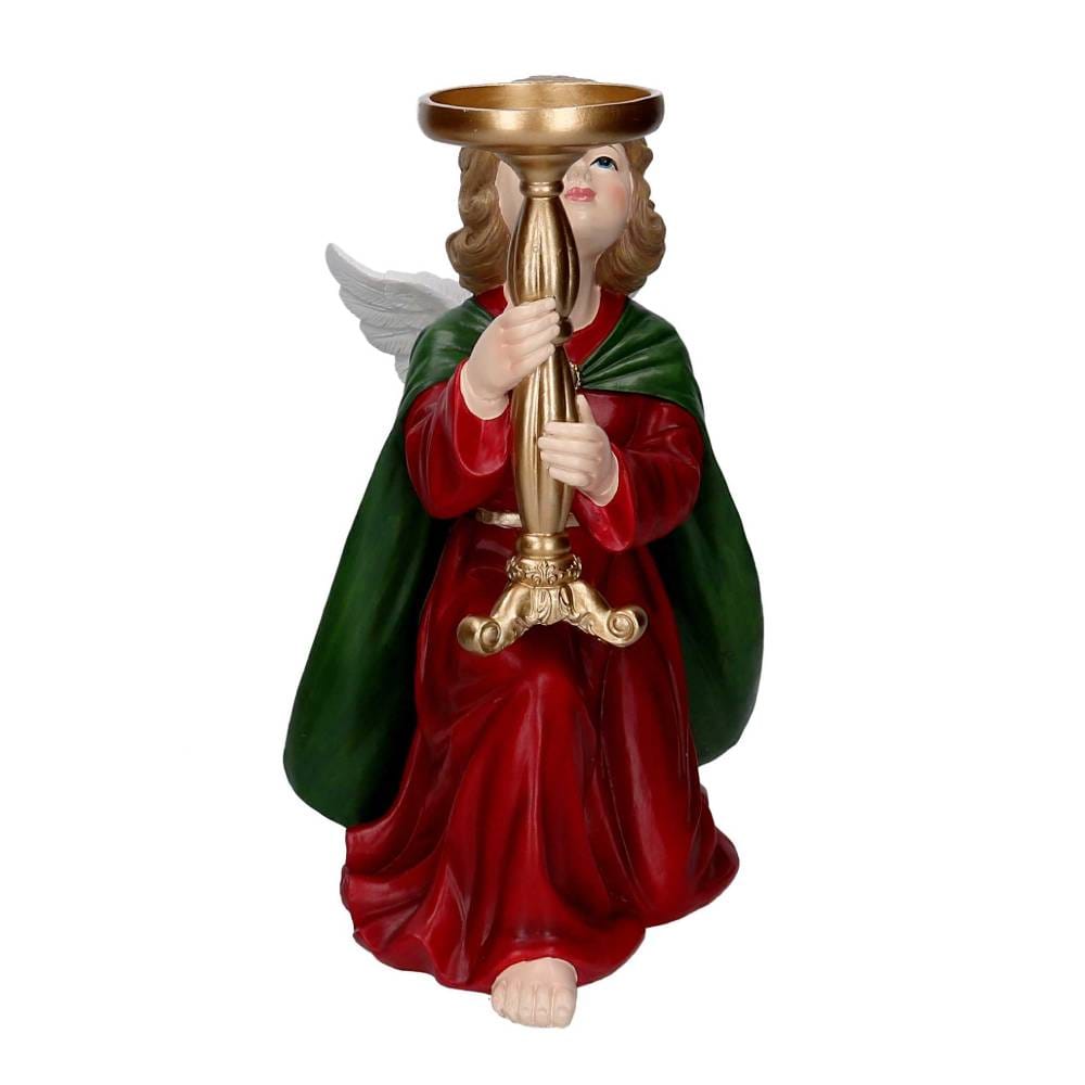 Portacero Angelo Rosso e Mantello verde h 35 - immagine 4