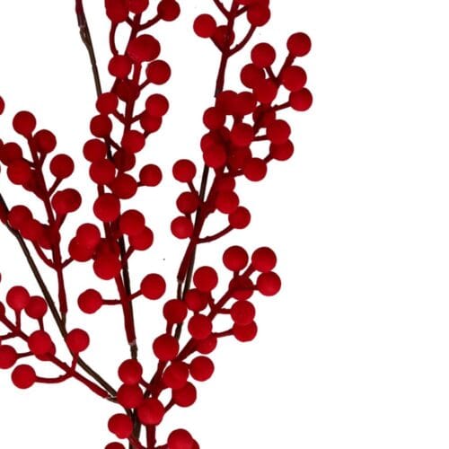 Alternative view of Ramo di bacche floccato velluto rosso H61 cm