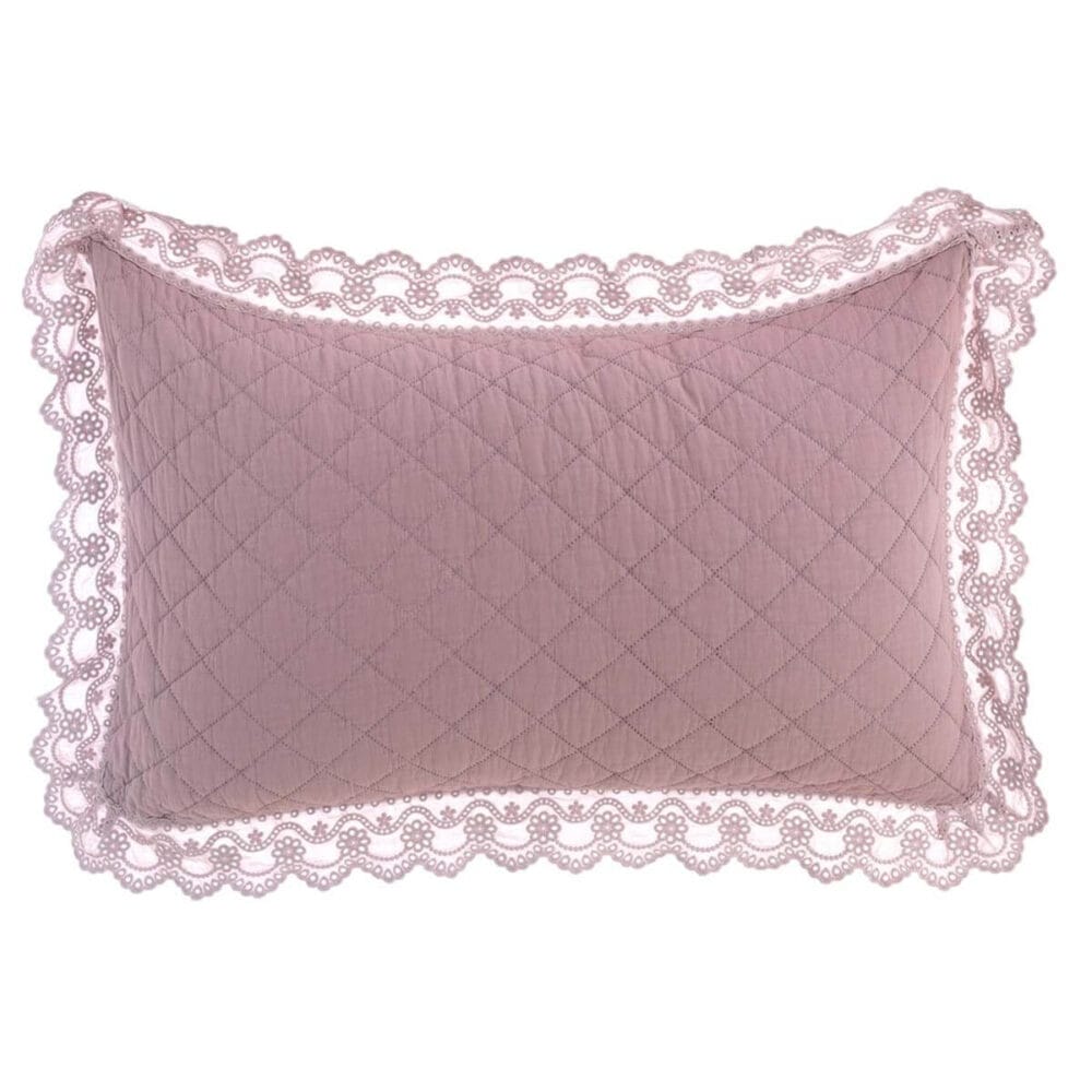 Blanc MariClo Colcha doble rosa con encaje sangallo + 2 fundas de almohada - Imagen 2