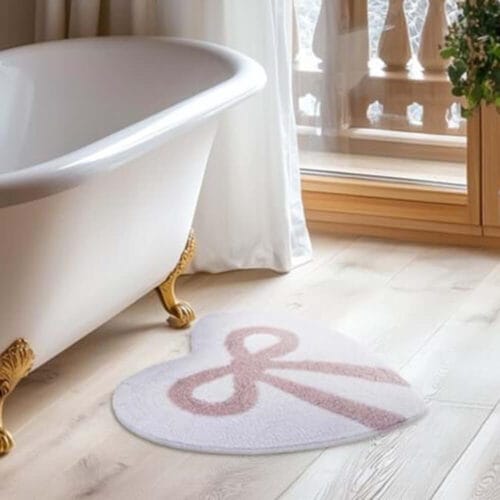 Alternative view of Blanc MariClò Tapis Ruban Coeur Rose 50x50 cm