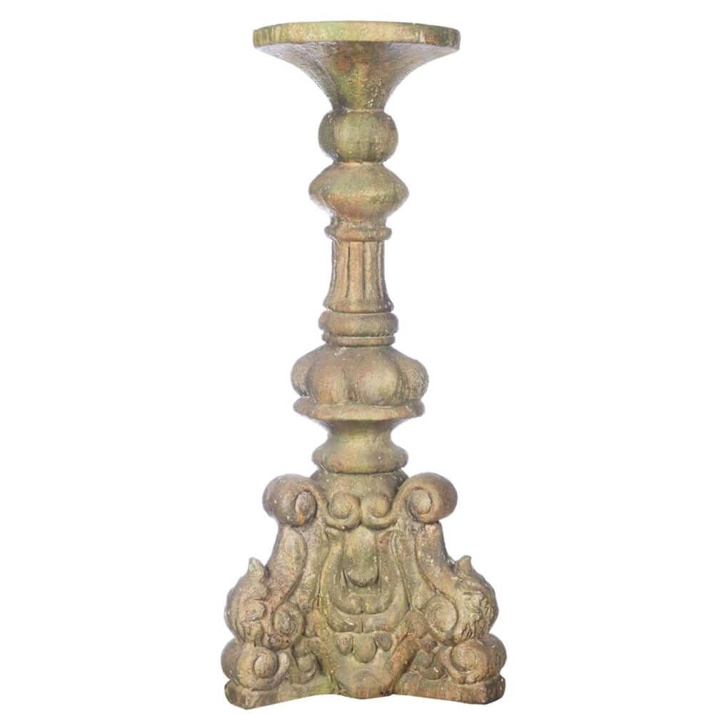 Blanc MariClo’ Candelabro Resina Vintage 70 cm 1 Candelabro decorativo in resina con finitura shabby verde-oro e base scolpita in stile vintage barocco.