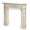 Caminetto decorativo in legno panna effetto invecchiato con intagli ornamentali, stile shabby chic, 97x100 cm.
