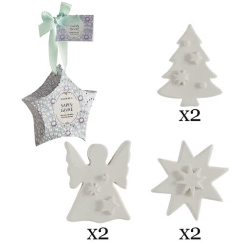 Confezione regalo a stella Mathilde M con 6 gessi natalizi profumati Sapin Givré: 2 alberi, 2 angeli, 2 stelle.