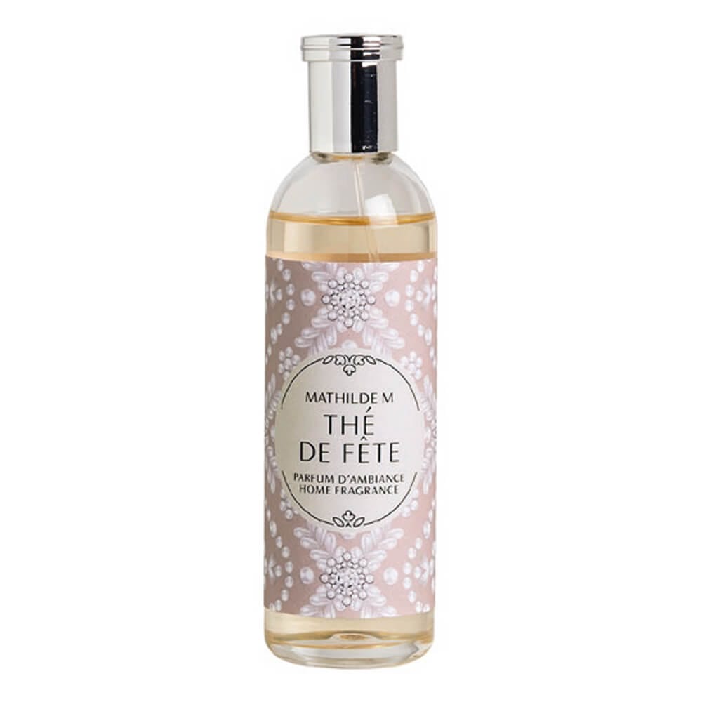 Mathilde M Spray Thé de Fête 90ml - Fête Nacrée 1 Mathilde M Thé de Fête spray d'ambiance parfumé, flacon rose avec bouchon argenté