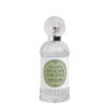 Flacone di profumo per tessuti Mathilde M Délicate Verveine da 75 ml in vetro trasparente con rilievi verticali e tappo trasparente zigrinato, etichetta verde salvia.