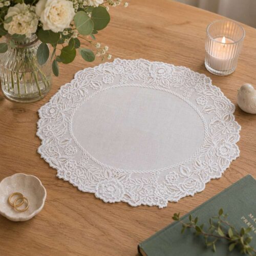 Blanc Mariclò Tovaglietta Dentelle Ovale Ricamata 35x50 cm