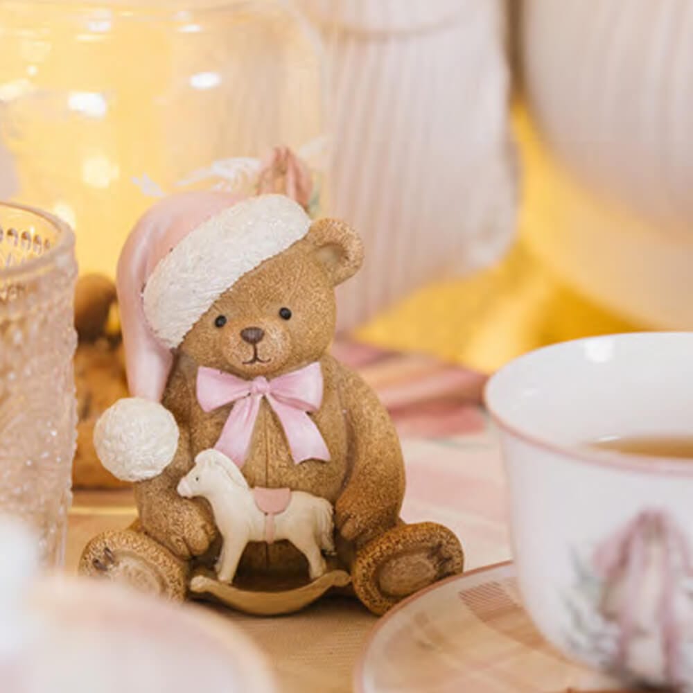 Nuvole di Stoffa Coppia Orsetti in Resina Rosa h 10 cm - immagine 2