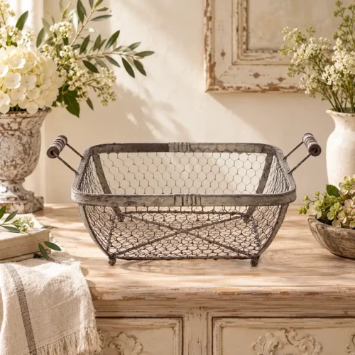 Blanc Mariclo Cesto Metallo con Manici Dulcis Memoria 32x11
