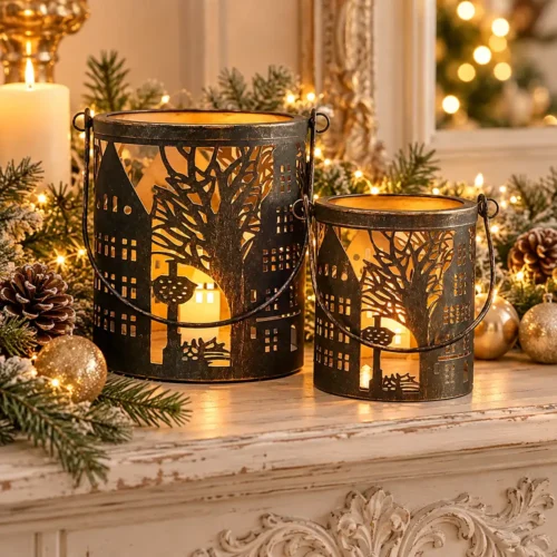 Blanc Mariclò Set 2 Porta Candele Bruniti con Manico