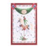 Quadro natalizio in canvas con illustrazione di una giostra a cavallo, decorazioni rosse e verdi, e bordi con motivi natalizi, pronto da appendere.