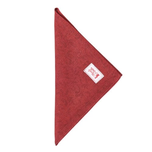 Tovagliolo in cotone rosso borgogna 40x40 cm con etichetta Nuvole di Stoffa e texture tono su tono.