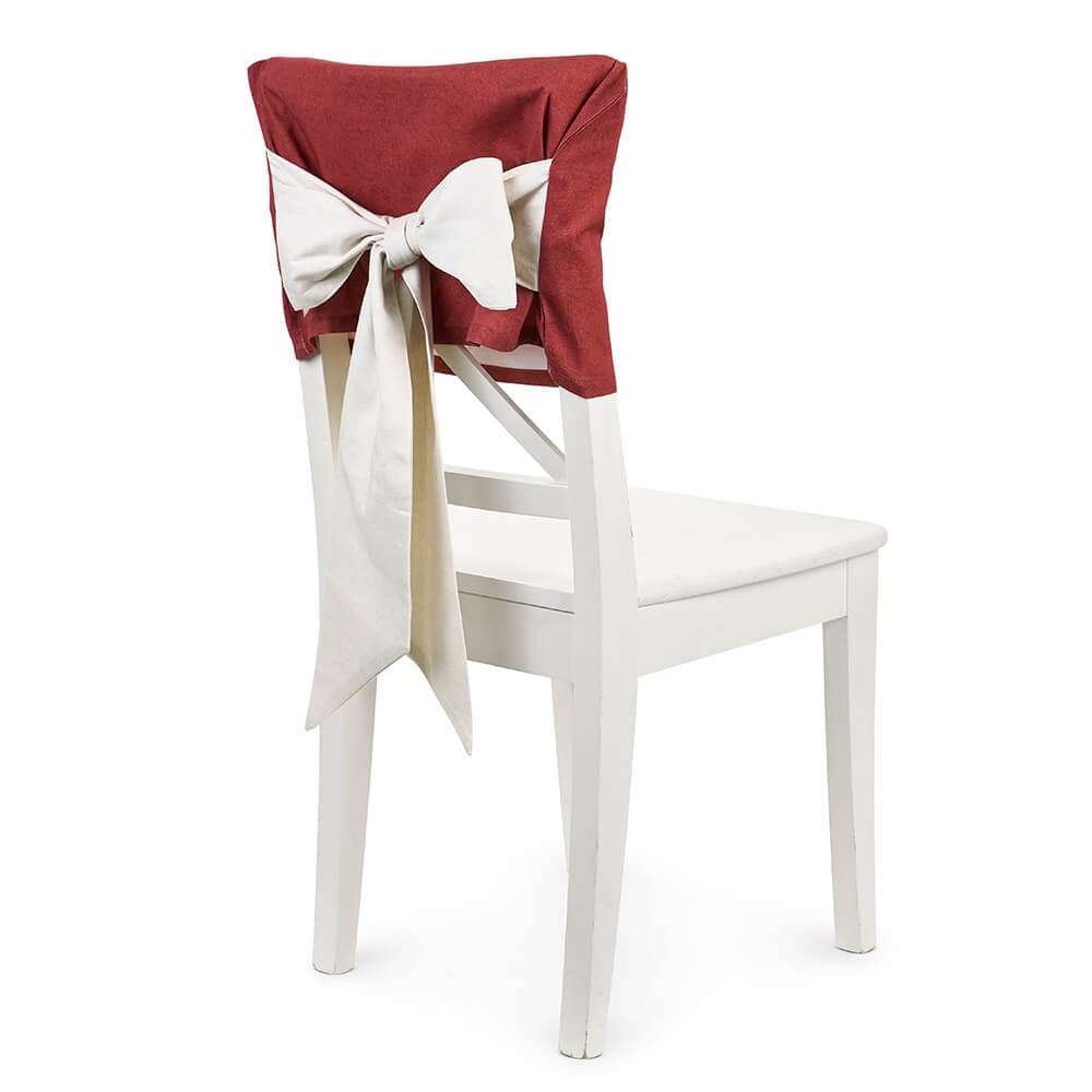 Coprisedia in cotone rosso con fiocco panna, collezione La Giostra di Amelie, dimensioni 50x30 cm.