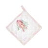 Presina imbottita double face 18x18 cm in cotone, con decorazioni natalizie e motivo scozzese rosa cipria, collezione Darling.