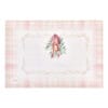 Tovaglietta americana 33x50 cm in cotone double face, con decoro natalizio di campanelle e retro a quadretti rosa, collezione Darling.