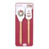 Set 2 spatole natalizie Nuvole di Stoffa in silicone decorato con manico in legno, ideali per mescolare, decorare e cucinare durante le feste.