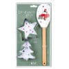 Set natalizio con spatola decorata auto rossa e stampini a forma di albero e stella, firmato Nuvole di Stoffa.