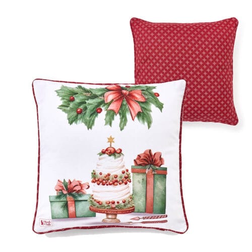 Alternative view of Nuvole di Stoffa Cuscino con torta e pacchi regalo 40x40 cm Storia di Natale