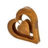Decorazione a cuore in metallo corten effetto ruggine con doppia struttura interna, da appoggio.