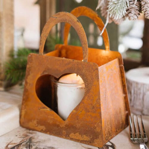 Alternative view of Nuvole di Stoffa Lanterna Borsetta Cuore Corten h 18