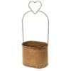 Cestino in metallo color corten con manico a forma di cuore, finitura effetto ruggine, stile vintage della Collezione Bosco Incantato.