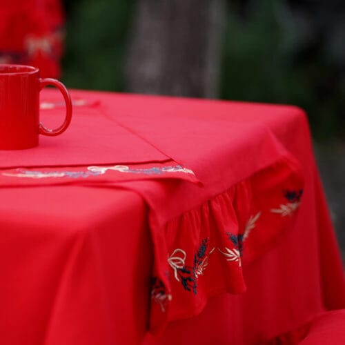 Alternative view of Clodette Runner Fancy Cotone Rosso Ricamato 45x150 cm