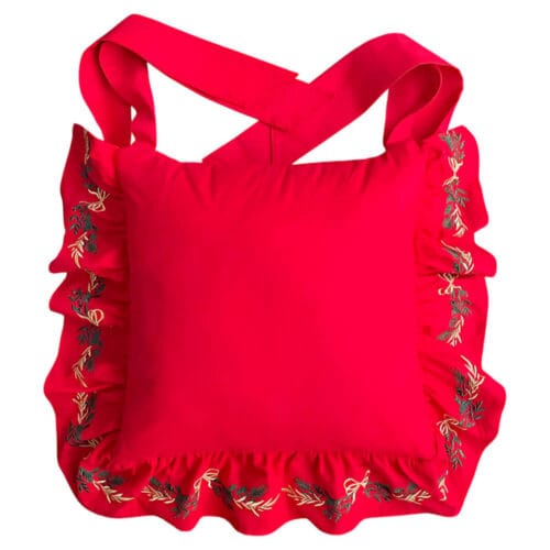 Alternative view of Cojín para Silla Clodette Bordado Rojo Fantasía con Rouche 43x43+10 cm