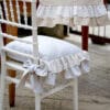 Cuscino sedia bianco con rouche alta e pizzo Sangallo collezione Lulù Clodette
