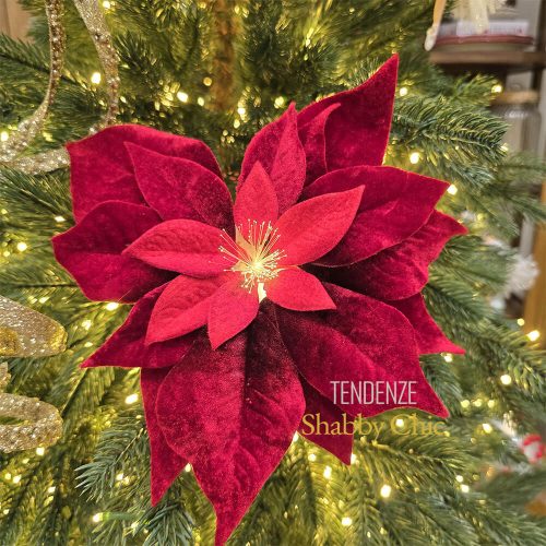 EDG Stella di Natale Velvet Ø23 cm con Luce e Clip
