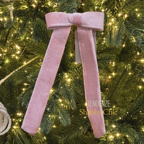 EDG Noeud en velours rose avec pince H30 x L13 cm