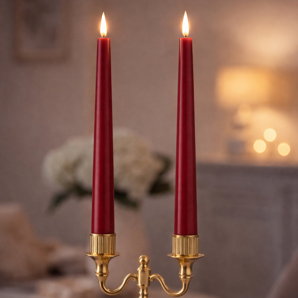 EDG Coppia Candele Rosse LED Touch Stelo H34cm