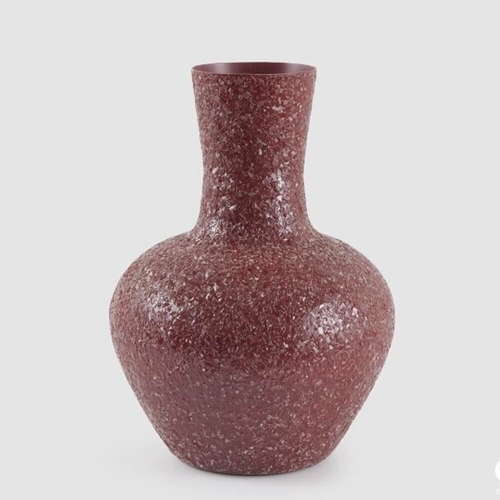 EDG Vaso in Metallo Crackle Anfora H38 x D26 cm 1 Vaso anfora EDG in metallo bordeaux con superficie irregolare "crackle", simile a vetro frantumato lucido.