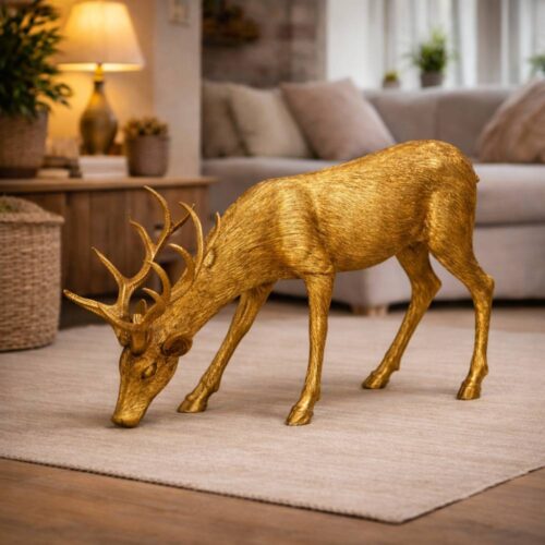 Renna natalizia dorata in resina cm 77,5x30xH55,5