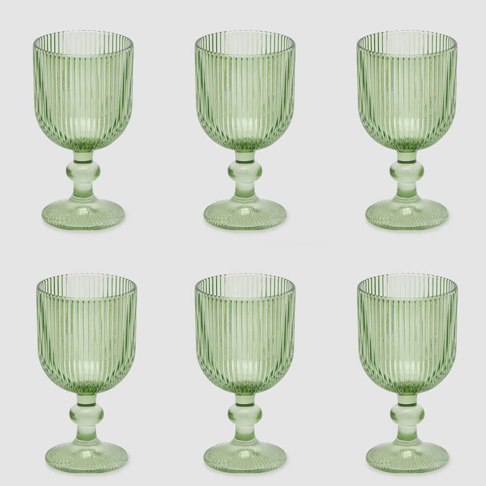 EDG Juego de 4 Copas Verde Riga H14 cm