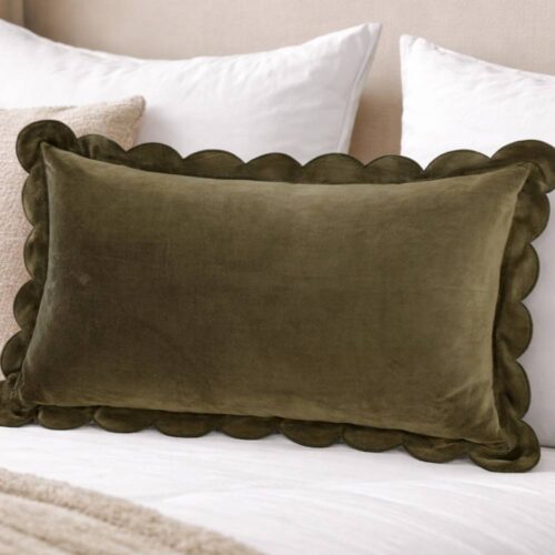 Blanc Mariclò Cuscino Velluto Verde 60x40 Petali Velluto