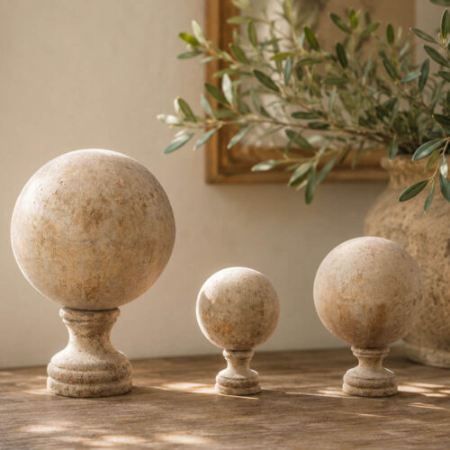 Blanc MariClo Set 3 Sfere Decorative Resina 20x20x28 cm