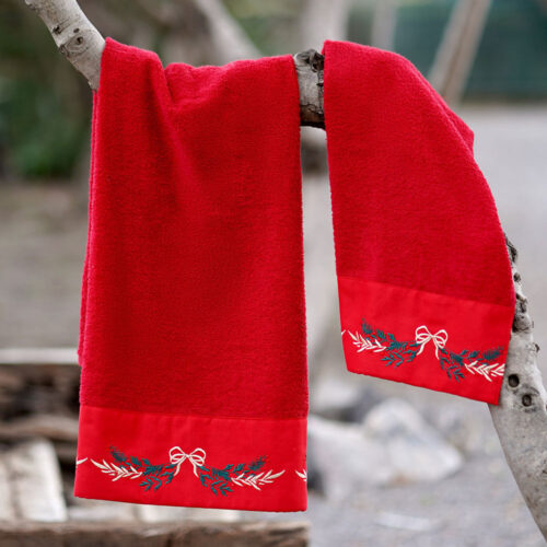 Clodette Set Spugna Fancy Rosso con Ricamo