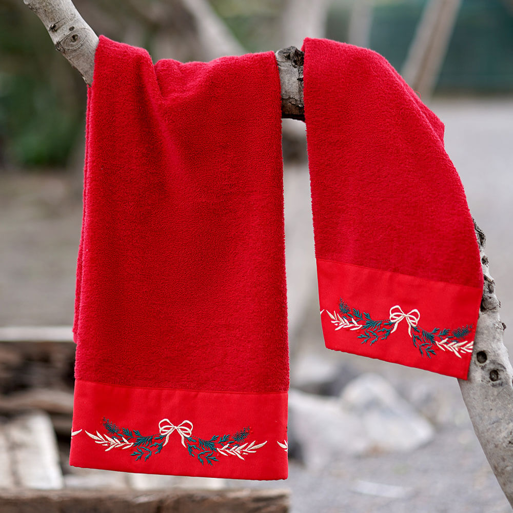 Clodette Set d'éponge fantaisie rouge avec broderie 1 Clodette Set d'éponge fantaisie rouge avec broderie