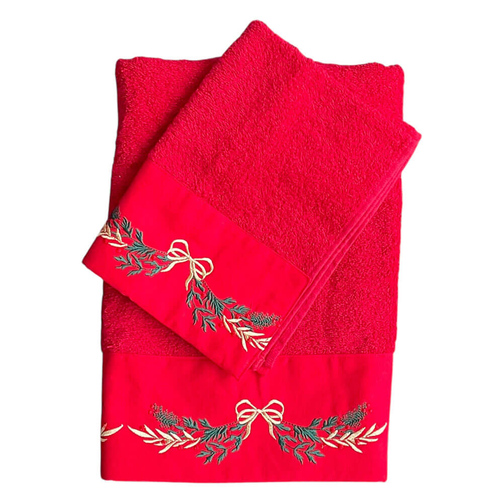 Clodette Set d'éponge fantaisie rouge avec broderie 3 Clodette Set d'éponge fantaisie rouge avec broderie – Image 3