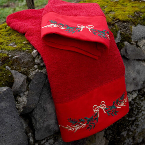 Alternative view of Clodette Set Spugna Fancy Rosso con Ricamo