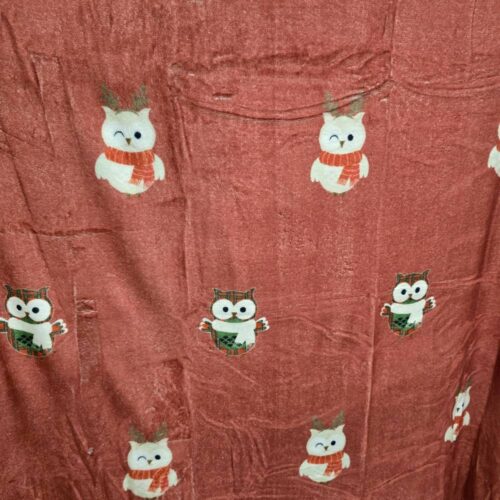 Alternative view of L'Atelier 17 Plaid natalizio rosso Gufetti 155x205