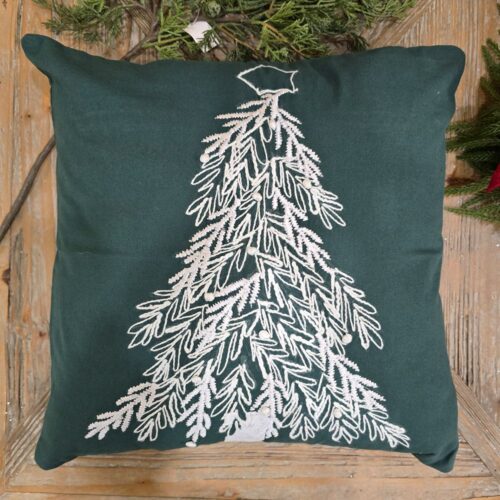 L’Atelier 17 Fodera Cuscino Gift 45x45 Albero Ricamato verde