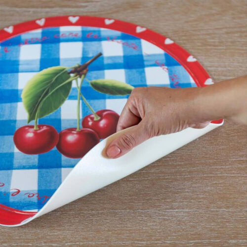 Alternative view of Blanc Mariclo Tovaglietta Tonda Vinile Ø38 cm Ciliegie L'Orto