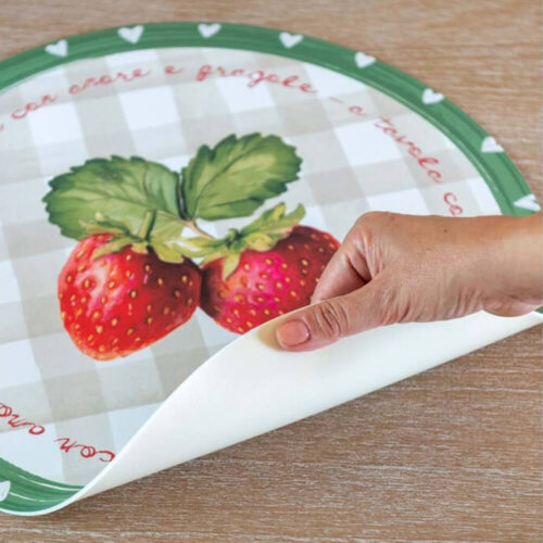 Alternative view of Blanc Mariclo Tovaglietta Tonda Vinile Ø38 cm Fragole L'Orto