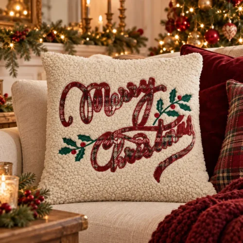 Coussin Bouclé Clodette Merry Christmas 40 x 40