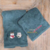 L’Atelier 17 Coppia Asciugamani verde LET IT SNOW in Spugna – 100% Cotone
