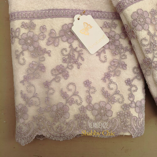 Alternative view of Fiori di Lena Coppia Asciugamani Bianchi con Pizzo Lilla