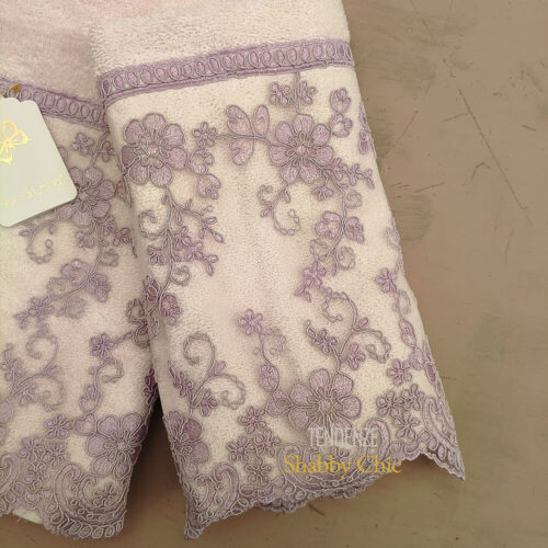 coppia spugna viso ospite bianco e pizzo lilla 3